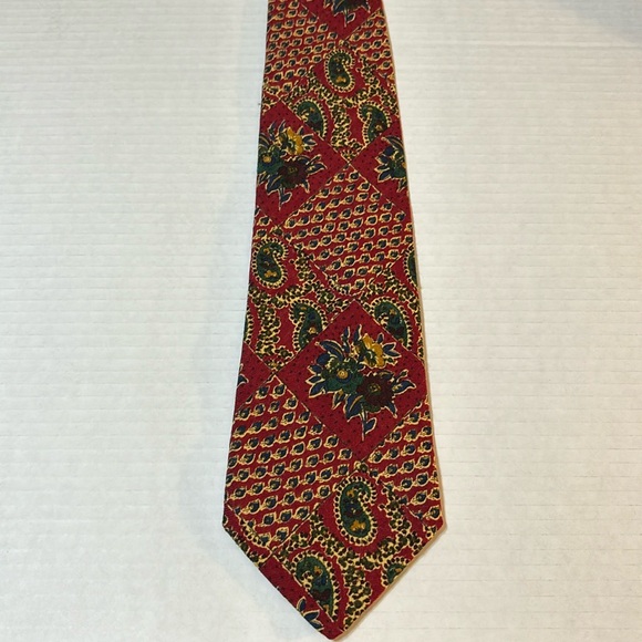 Brooks Brothers men’s red green paisley floral pattern 100% wool neck tie - Picture 1 of 5